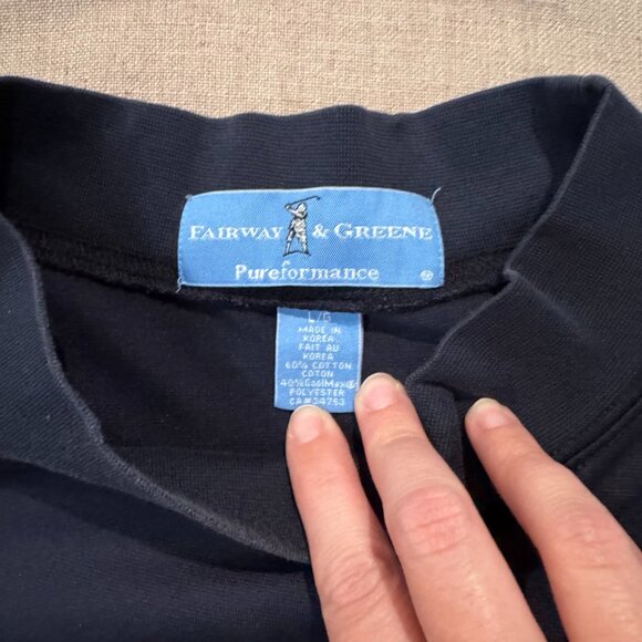 Fairway & Greene Navy Blue Long Sleeve Mock Neck Golf Pullover L Pureformance - Picture 6 of 7
